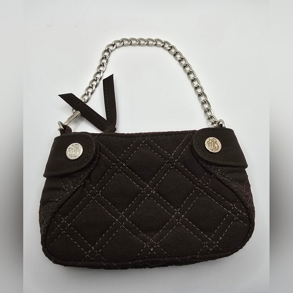 Vera Bradley Handbags - Vera Bradley Colette Mini Bag Wristlet in Vera Vera Espresso Microfiber GUC